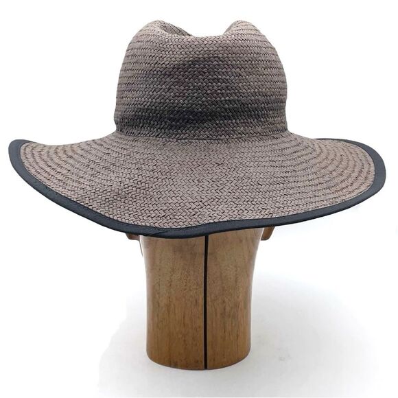 Madewell Wide-Brimmed Straw Fedora Sunhat in Faded Black | Gray Women’s Size S/M - Picture 4 of 16